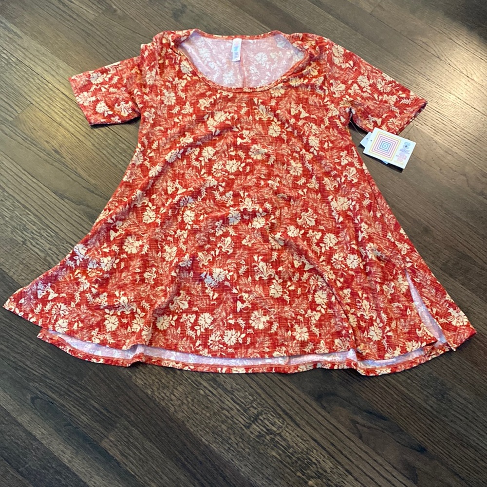 Lularoe Perfect T Red Floral XS Extra Small New NWT